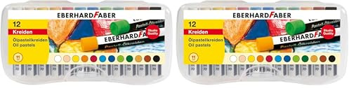 Eberhard Faber 522013 - Ölpastellkreide, 12 bruchsichere Ölkreiden, 11 mm Durchmesser (Packung mit 2)