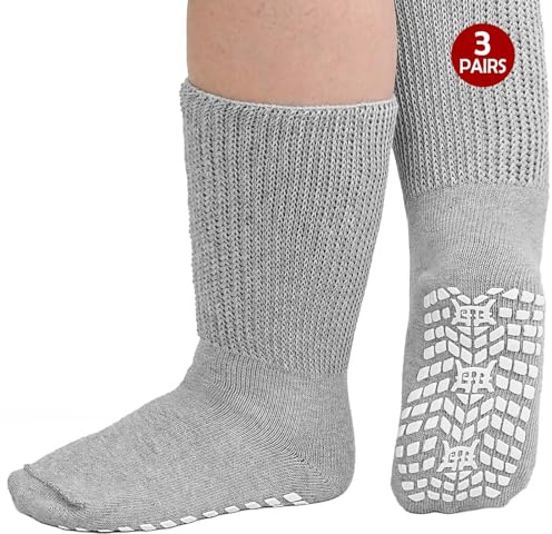 ZFSOCK Diabetiker Socken für Herren Damen: ABS Rutschfeste mit Komfortbund