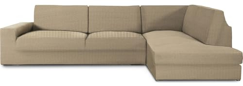 ECOMMERC3 | Copridivano Chaiselongue Braccio destro con schienale super elastico - Copridivano con chaise longue, beige, protettivo traspirante, con schiuma e gomma, valida destra o sinistra