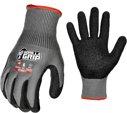 Gorilla Grip Work Gloves, XLarge, 1 Pair, Gray and Black