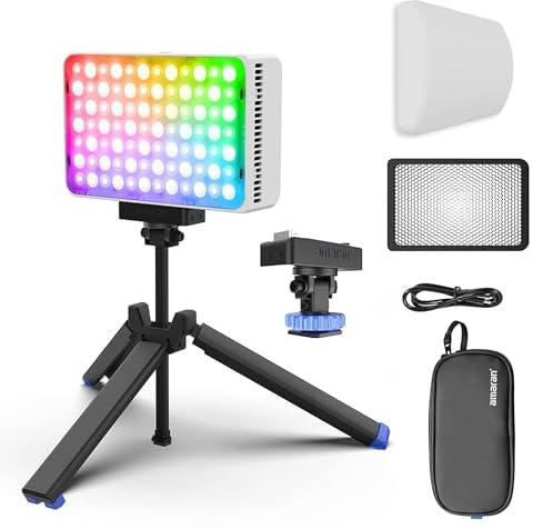 Amaran Ace 25c Kit RGB Video Light,25W On Camera Pocket Video Light CCT 2300k-10000k, 5,908 lux @ 0.5m Illumination,with Rechargeable Battery and PD Charging (White)