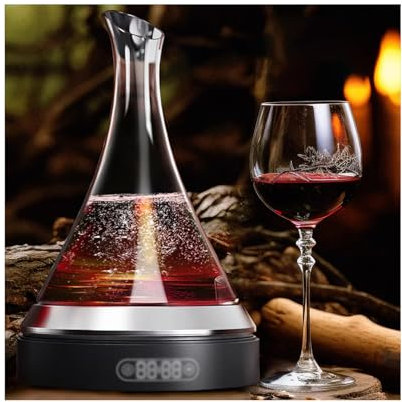 GERAZAHO 2025 Decanter Elettrico Intelligente del Vino, Decanter Ricco di idrogeno 1000ml, Tecnologia di elettrolisi SPE, Progettazione Multi-velocità, applicabile a Tutti i Vini