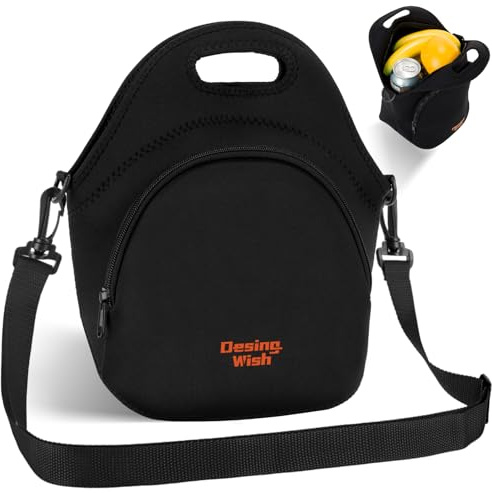 Desing Wish Lunchbox Tasche Neopren Lunchtasche Lunchbag Isoliertas Thermobox Kühltasche Faltbar Thermo Tasche Isoliert Lunch Bag Herren Damen Essen Schule Arbeit mit Schultergurten und Taschen