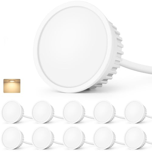 GeyouLux LED Modul 230V Ultra Flach ø50x23mm 2700K Warmweiß 10er set | 5W 500LM Modul für Einbaustrahler Aufbauspot, IP44 120° Abstrahlwinkel Ersatz MR16/GU10 Leuchtmittel
