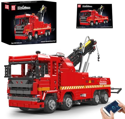 Mould King 19017 Technik Ferngesteuert Anhänger, 1653 Teile 2.4Ghz RC mit 3 Motor, Technik Kran LKW Bausteine Modell