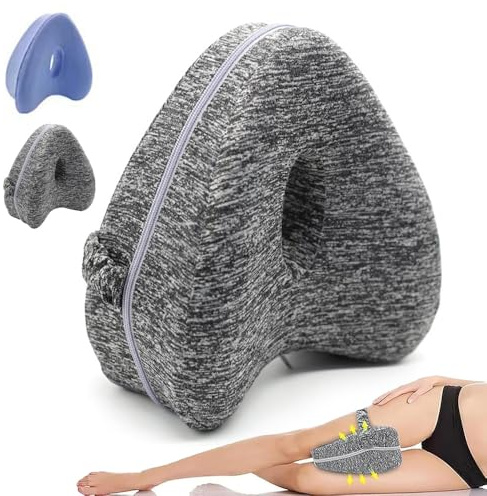 BIZOI Knee Pillow for Sleeping on Side, Alignment Pillow, Heart Shape Knee Support, Hip Alignment Pillow for Relieve Sciatica, Hip Pain, Sleeping, Pregnancy, Joints Pain