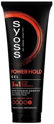 Syoss - Gel capilar 3 en 1 con complejo vitamínico – Power Hold – 250 ml
