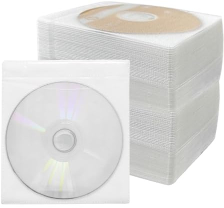 200 stycken CD-DVD-fodral, DVD/CD-fodral av plast, dubbelsidigt standardplastfodral för CD, för CD- och DVD-förvaringsmappar för förvaring av skivor BD ämnen, (vit)