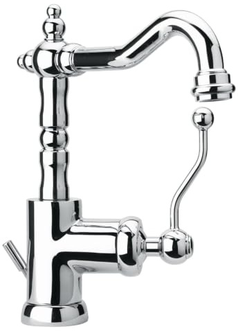 Yellowshop - Rubinetteria bagno vintage stile classico cromato, Miscelatore lavabo, bidet, doccia e vasca, Serie DUKE in ottone, leva laterale, design retrò (Lavabo)