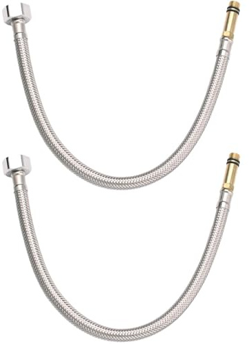 2 Pack Flexible Tap Connectors M10(10mm) x 1/2 Fitting 400mm Long Pipes Tails for Kitchen Basin Monobloc Mixer Stainless Steel Braided Hose Pipe for Bathroom Sink, Replacement Plumbing Solution
