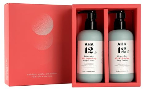 [VILLAGE11FACTORY] COFFRET CADEAU - AHA EXFOLIATING BODY LOTION (2X 300 g) Soin coréen - Lotion Corps Exfoliante Douce -12% AHA (Acide Glycolique) – Hydratation et Peau Lisse pour Peaux Sensibles