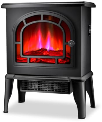 STARLYF Flame Heater - Caminetto Elettrico Decorativo 2000W con Effetto Fiamma Realistica | Termostato e 2 Livelli di Potenza | Stufa Silenziosa e Sicura | Stile Retrò per la Casa