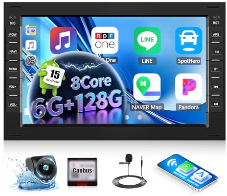 Android 15, 6G+128G 8-Núcleos GOHHDL Radio Coche para VW T5 Multivan Golf 4 Bora Polo MK5 Passat B5 Jetta, 7 Pulgadas Pantalla Táctil con Carplay Android Auto WiFi GPS FM/RDS BT SWC Cámara Trasera