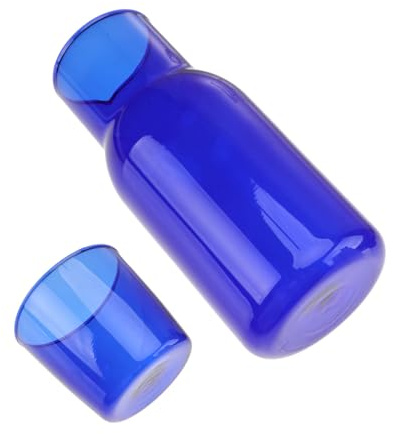 Hoement Bicchiere in Vetro e Bottiglia Acqua Colore Blu Gioiello Capienza Ampia Design Elegante per Casa Ufficio Hotel