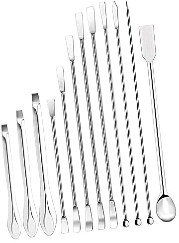 KIMISS Set di Spatole Laboratorio in Acciaio Inossidabile 304 12 Pezzi - Misurini di Campionamento Multifunzionali per la Sperimentazione e la Gestione dei Reagenti