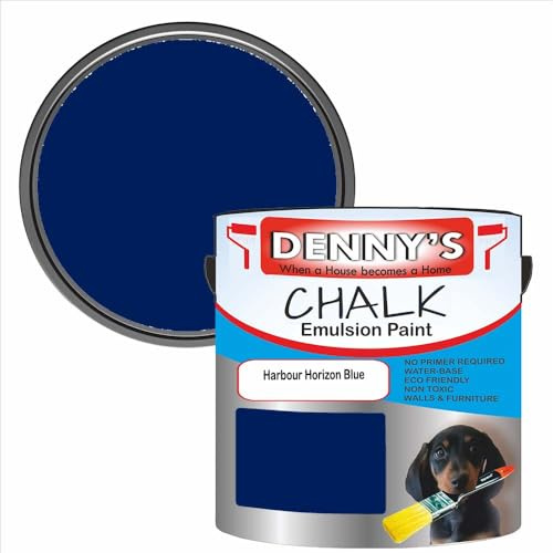 SCOOBYS PAINTS BACK IN THE MIX Chalk Emulsion Matt Paint, Water-Based, No Primer Required, For Walls and Furniture Dark Blue, (Harbour Horizon Blue, 250Ml Tin)