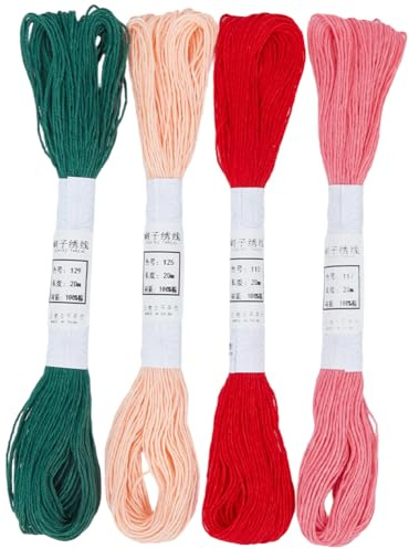 CABODYALS 4 nyanser 4 färger 80 m färgglad Sashiko-tråd quiltning bomull broderi tråd korsstygn vänskapsarmband sträng bulk för handsömnad lagning armband hantverk sömnad nål hantverk