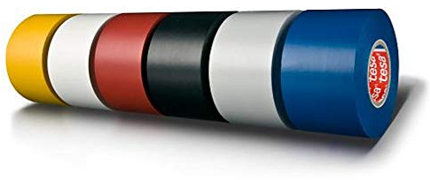 Tesa Lot de 36 Rubans isolants, PVC Plastifié, Acrylique Masse adhésive, 130 µm, 33 m x 50 mm, Jaune, Lot de 4163