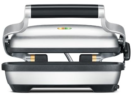 Sage - The Perfect Press - Sandwichmaker, 2 Scheiben - Antihaftbeschichteter Sandwich-Toaster, Platzsparend, Einfach zu Reinigen, Druckkontroll-Scharnier - Gebürsteter Edelstahl