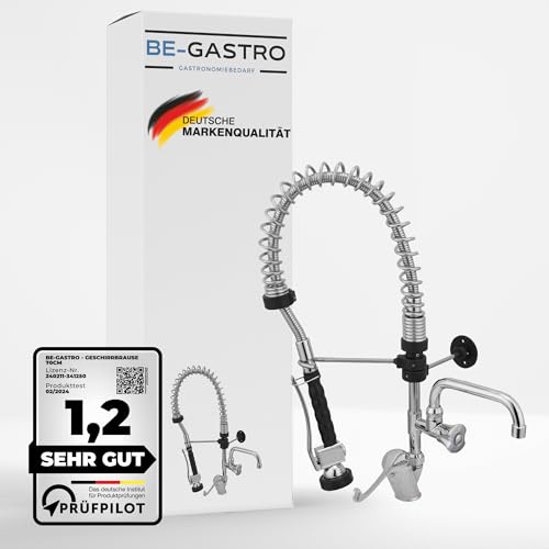 BE-GASTRO® | Geschirrbrause Gastro Wasserhahn Spülbrause Einloch 70cm | Gastroarmatur, Vorspülarmatur, Küchenarmatur, Gastro Mischbatterie, 1/2 Zoll, Langhebel, Brausearmatur, Spültischarmatur