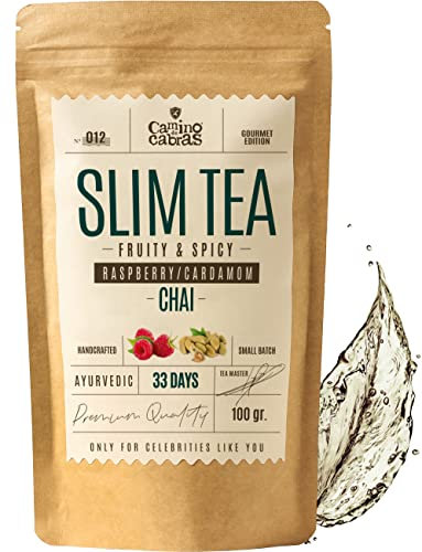 SLIM TEA | Te Chai Detox Adelgazante Potente | Te Negro, Verde, Curcuma con Jengibre y Pimienta Negra, Menta, Hinojo, Diente de Leon, Cola de Caballo, Frambuesa, Cardamomo | Antioxidante Natural 100g