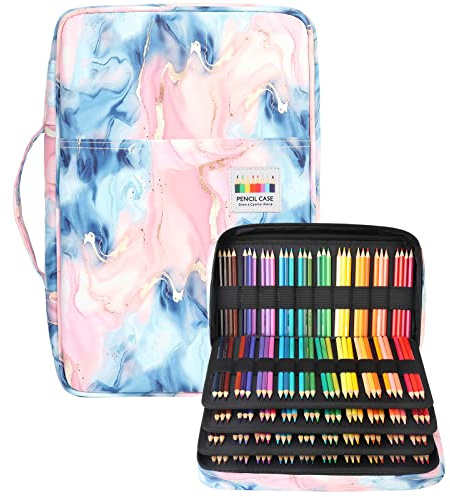 JAKAGO Pencil Case with Large Capacity for 304 Colouring Pencils, Waterproof Pen Bag, Stationery Organiser for Colouring Pens, Artists, Brushes, Fineliners, Highlighters, Gift for Art Students,