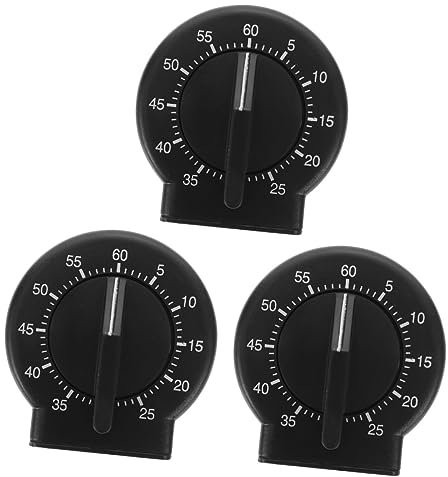 BESTonZON 3pcs Compact Mechanical Timer for Boys and Girls Cooking Baking Study Work Reminding Tool