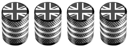 Marcraft Korrosionsbeständige (grau) (Laser gravierte Union Jacks) Aluminium Reifen Rad Legierung Ventilkappen Staubkappen (4 Pack) Universal für Autos, SUVs, Fahrräder, Motorräder, LKWs |