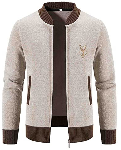 Duohropke Trachtenjanker Für Herren Lang Langarm Sportlich mit Kapuze Strickjacke Trachtenjacke 3XL Modern Leicht Herbst Cardigan Wintermantel mit Reißverschluss Strick Sweatjacke Freizeit-Jacke