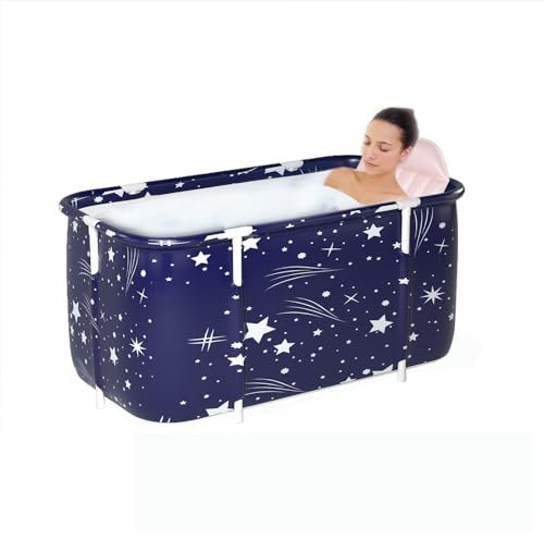 SOONHUA Baignoire portable pliable pour adultes et sur pied avec coussins pour intérieur et extérieur, spa chaud, bain de glace, 120 x 55 x 50 cm