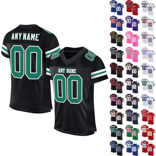Mens American Football Jersey Personalized Sports T Shirt Quick Dry Breathable Short Sleeve Tee Shirt for Women Kids S-7XL