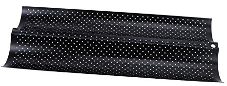 PHENOFICE Wave Bread Stick Baking Tray 2-Slot Baking Mould Small Size Black Non-Toxic Kitchen Tool