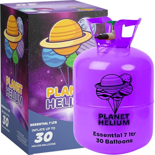Planet Helium Balloon Canister (7L for 30 Balloons) - 99.9% Pure Helium Gas Compatible with Standard 9 Balloons for Parties, Weddings, Birthdays