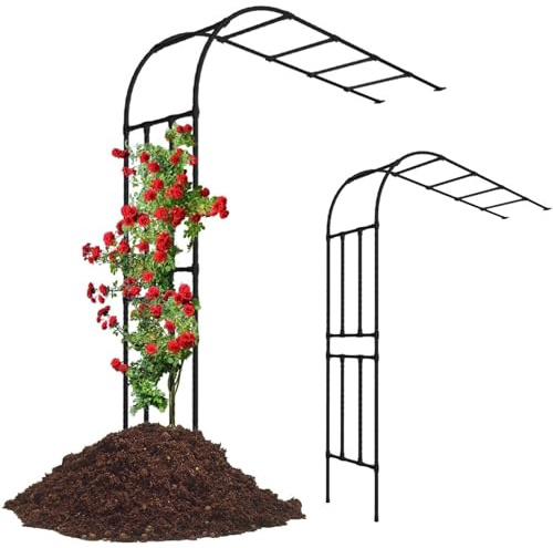 Halber Rosenbogen Gartenbogen Für Kletterpflanzen Rankbogen Metall 240cm Hoch Stabil Halber Gartenbogen Rosenbogen Aus Metall Für Jede Art Von Rankpflanzen(W:120cm*H:240cm)