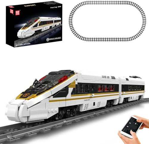 Mould King 12015 Technik Ferngesteuert Hochgeschwindigkeitszug-Baustein-Modell-Set, （APP Elektrische Fernsteuerung geschlossenes Schienensystem Hochgeschwindigkeitszug-Bahnhof） Klemmbausteine Bausatz