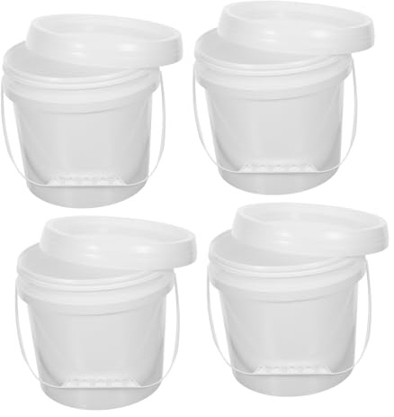 Toyvian 4 pièces Seaux de Rangement Alimentaire Lot de Plastique Blanc avec Poignées Grands Contenants Hermétiques pour Conservation Glace Lait Confiture Organisation Cuisine et Garage