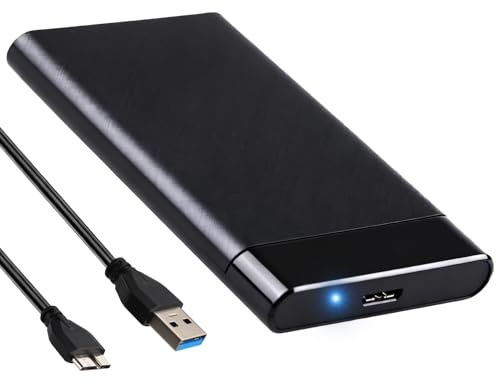 Festplattengehäuse 2,5 Zoll, USB 3.0 Externes Festplatten Gehäuse mit USB 3.0 Kabel 5Gbps Festplatten Gehäuse für 7mm/9.5mm Zoll SSD und HDD Externe SSD Gehäuse, UASP & Trim unterstützt