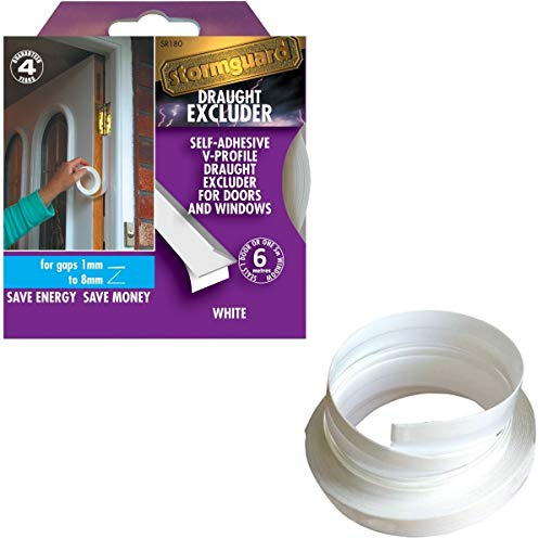 Stormguard V-Profil selbstklebend Zugluftstopper, weiß, Polypropylen (PP), 12 mm, 1 Stück