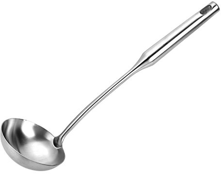 TBWHL Metal Soup Ladle 13.4 304 Stainless Steel with Long Handle - Professional Kitchen Ladle with Ergonomic Handle & Perfect Balance for Gravy, Sauce & Broth