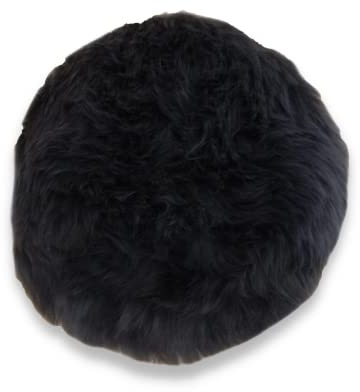 Leibersperger Felle Lammfell Sitzkissen rund Ø 40cm – Echtes Merino Lammfell – rutschfest – Gemütlich und wärmend – Optischer hingucker – Lange Haltbarkeit (schwarz)