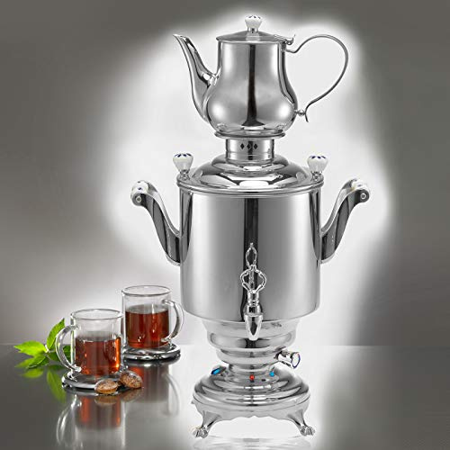 BEEM 05982 Samowar Romanov III, Edelstahl, 5 Liter, traditionelle Teezubereitung, 2 Heizspiralen, energiesparend, 59 x 34 x 27 cm