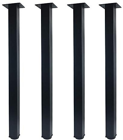 QLLY 28 inch Adjustable Metal Furniture Legs, Square Office Table Furniture Leg, Set of 4 (Black)