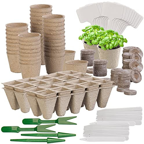 Royal Gardineer Anzuchttöpfe: 168-tlg. Pflanzen-Anzucht-Set mit biologisch abbaubaren Pflanztöpfen (Pflanzen-Anzuchtsets, Aufzucht Set, Gewächshaus)
