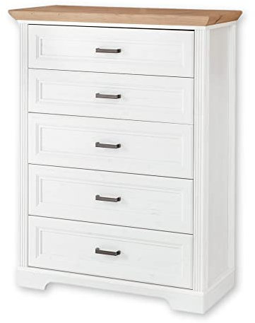 Stella Trading JASMIN Schubladenkommode in Pinie hell, Artisan Eiche Optik - Kommode im Landhausstil mit Schubladen und viel Stauraum - 93 x 121 x 41 cm (B/H/T)