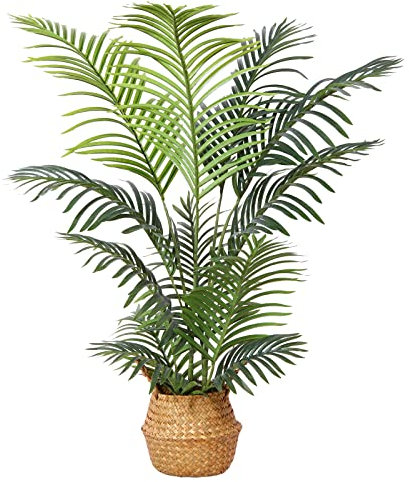 Kazeila Kunstpflanzen Groß 120cm Künstliche Palme Pflanzen Fake Pflanzen Plastik Kunstpalme Pflanze Deko für Home Wohnzimmer Schlafzimmer(1PACK)