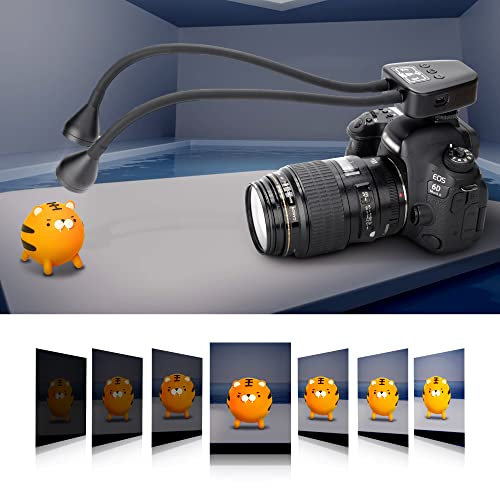 JJC Makro Arm Licht, LED Kamera Licht mit Integriertem Akku, 5600K 24000Lux 10 Stufen einstellbare Helligkeit Beleuchtung Cold Shoe Mount 1/4 Schraube Lampe passt Close-up Fotografie