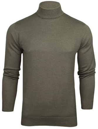 Xact Pull Homme Col Montant Slim Fit 100% Coton Premium – Maille Fine, Chic et Confortable, Style Élégant pour Automne Hiver – Pull Chaud Classique Décontracté et Habillé (Dark Grey Marl) L