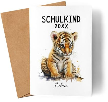 Kiddle-Design Schulkind 2023 Einschulungskarte Personalisierte Karte zum Schulanfang Junge Mädchen Einschulungsgeschenk Erster Schultag REH
