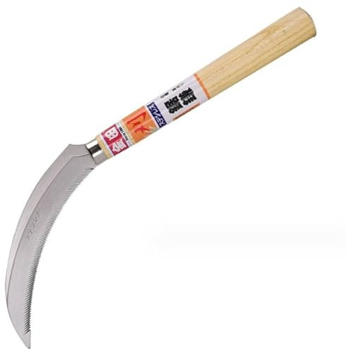 FINPAN 6,3 SägezahngrasJapanischer Unkraut Sichel Edelstahl Halbmondförmige Erntesichel Sichel 160mm No.2210 (Klinge aus Edelstahl)