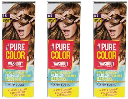 3x Schwarzkopf # Pure Color Washout 8.5 Karamell-Blond 60ml (3er Pack)